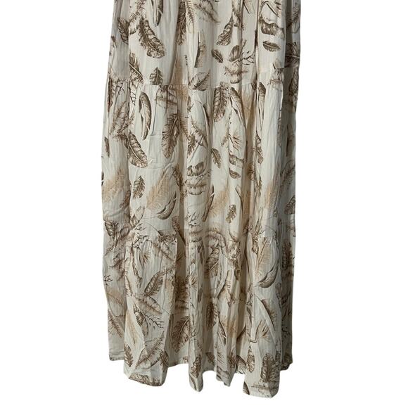 ELAN INTERNATIONAL WOMENS SMALL TIERED PRINTED MAXI SKIRT CREAM BEIGE NEW - Picture 10 of 13
